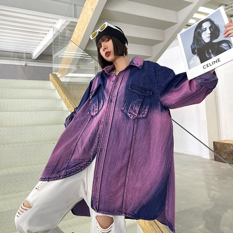 ジャケット レディーススプリングオータムシャツ スタンダードスタイル レトロ 春物 秋物 ラブタオタオダレンハウス41084109818