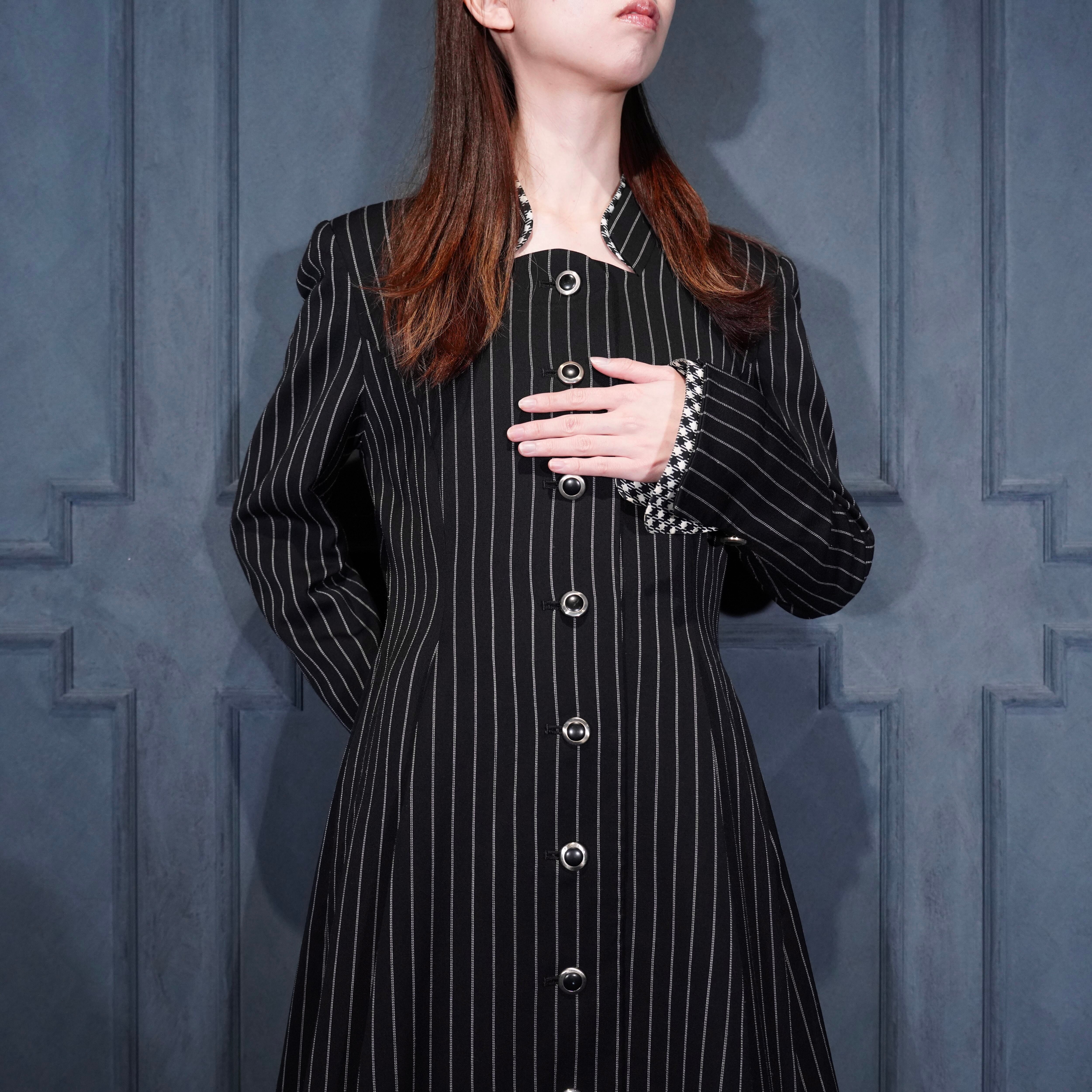 【美品】クリスチャンディオール セットアップ チェック ストライプ Christian Dior STRIPE PATTERNED ONE PIECE/クリスチャンディオール