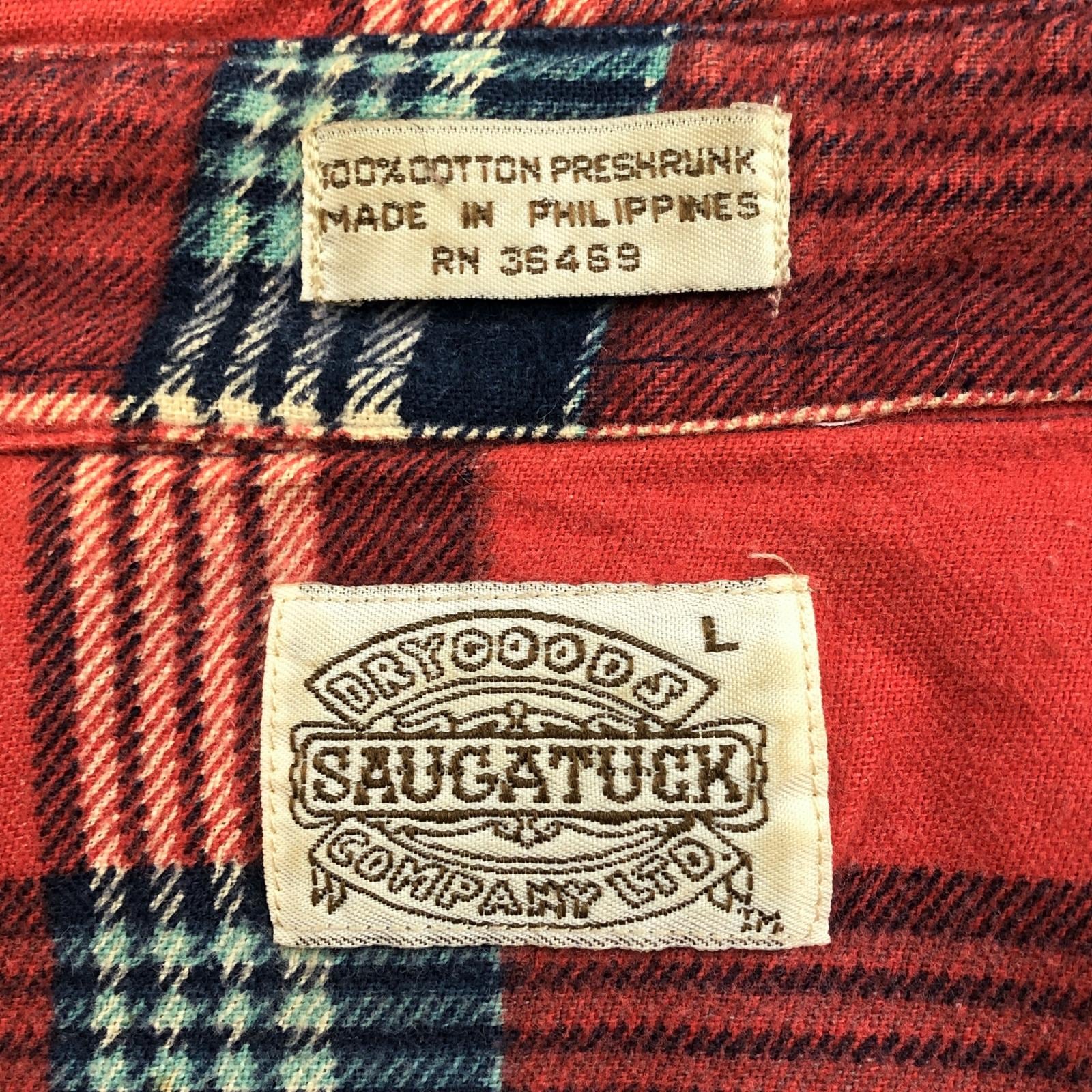 SAUGATUCK 80- 90年代 襟芯入り チェック柄 プリント ネルシャツ