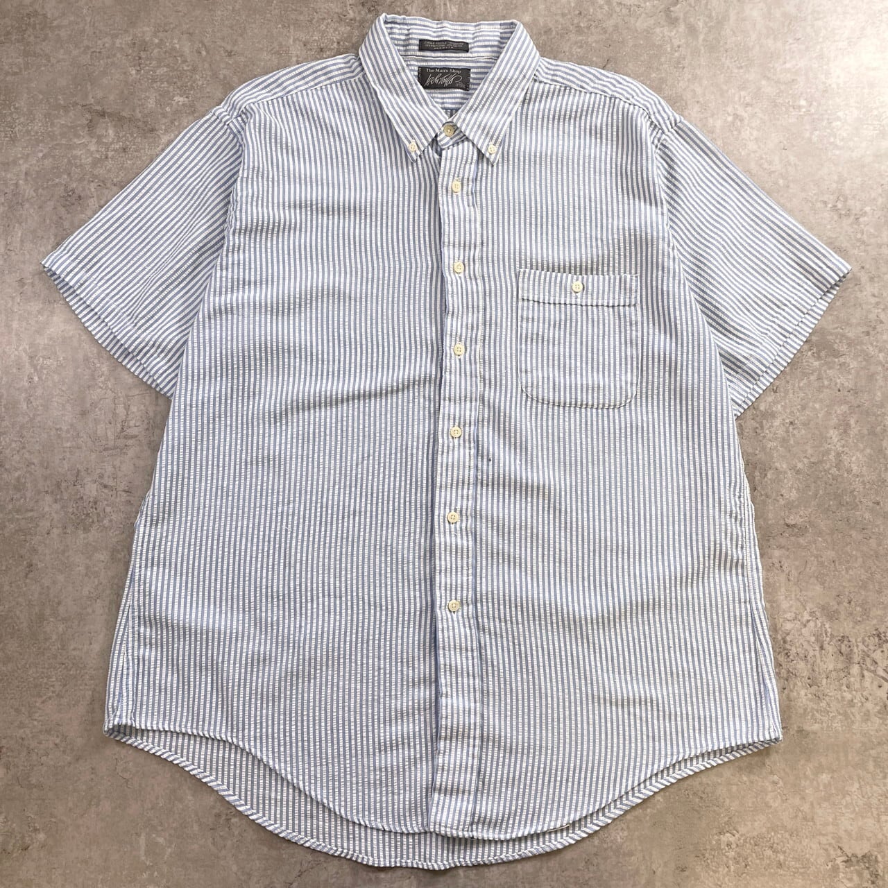 60's ストライプ ポロシャツ 半袖 サッカー VINTAGE 70-80年代 USA製 The Man's Shop シアサッカー ストライプ 半袖シャツ