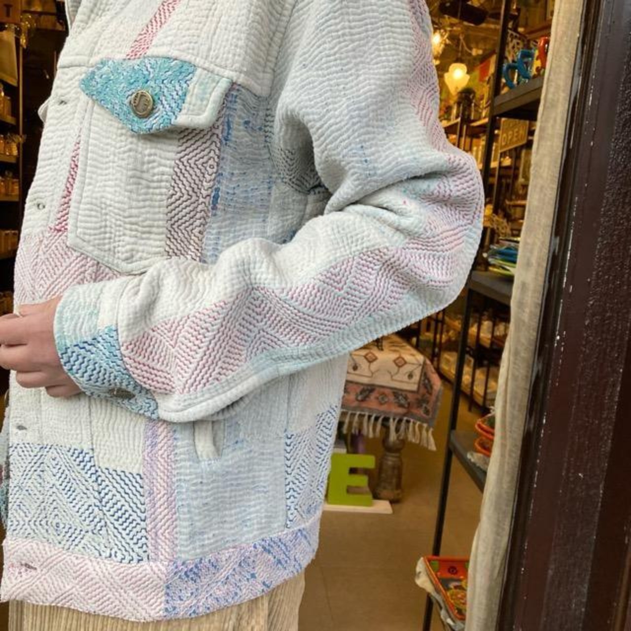 TOPANGA Lady's　ヴィンテージラリーキルトジャケット　M　Type B　ホワイト　デニムジャケット　レディース　メンズ　ユニセックス　アウター　カンタ　インド
