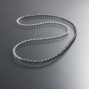 fusiform shape  silver beads & pearl long necklace [HisyP] / Y2506KHN5362