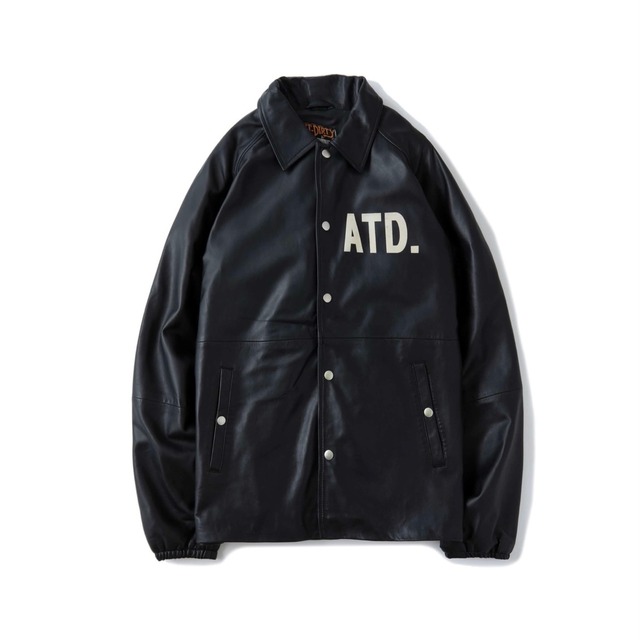 AT-DIRTY/BOLD LEATHER COACH JACKET (BLACK)