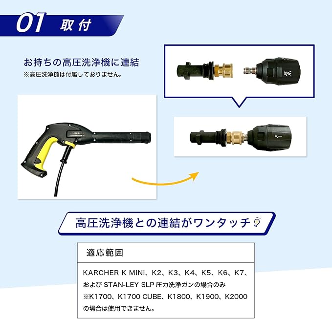 SELENEFF 高圧洗浄機 ケルヒャー用 ノズル 5段階調整 マルチノズル