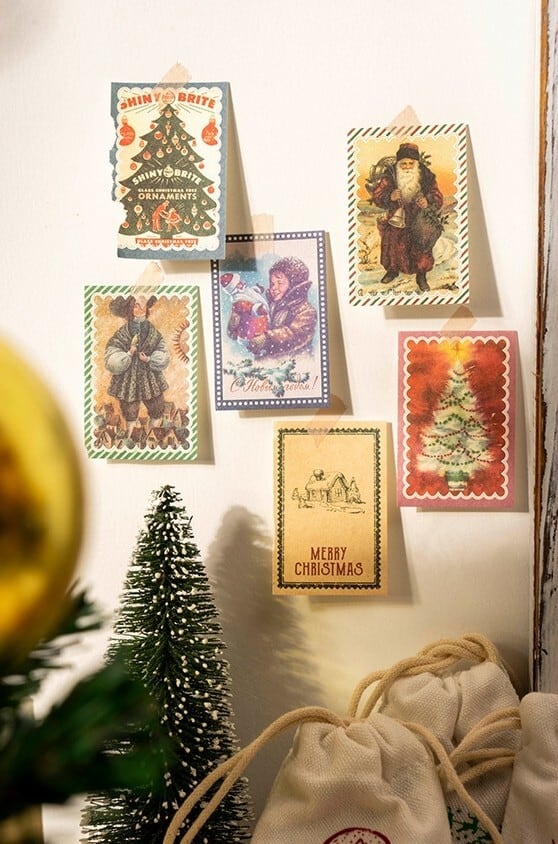 ビンテージ系素材紙 小さなクリスマス特集 4種類 100枚 海外製 レトロ