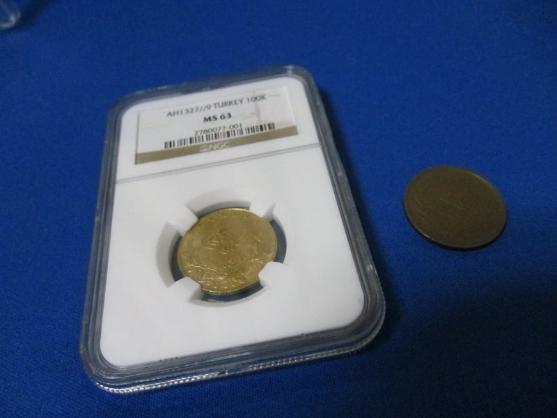 オスマントルコ 100クルシュ金貨☆未使用／アンティークコイン／NGC