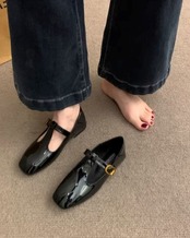 T-strap square toe flat Shoes L0107