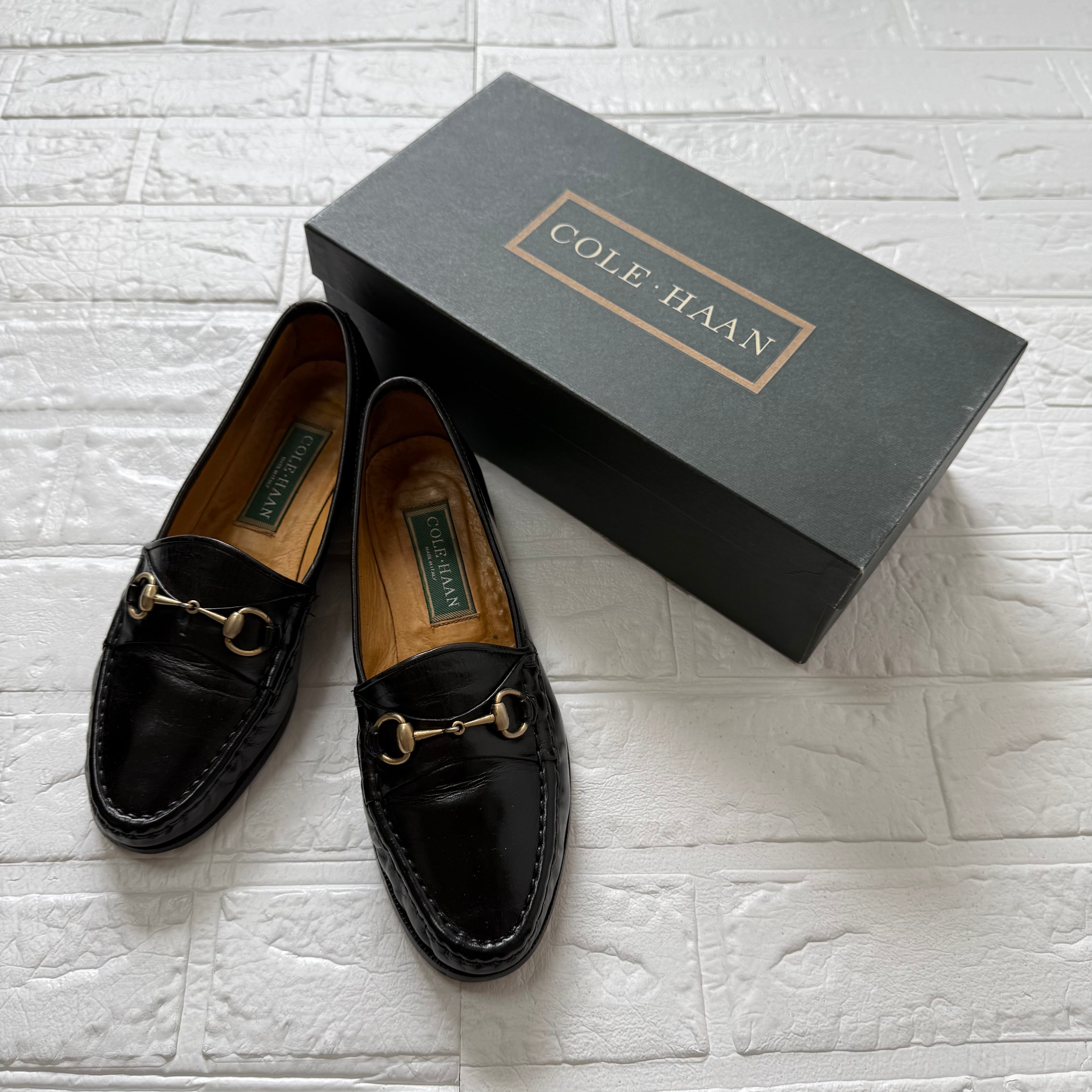 COLE HAAN《women's》80-90s イタリア製 ビットローファー ブラック