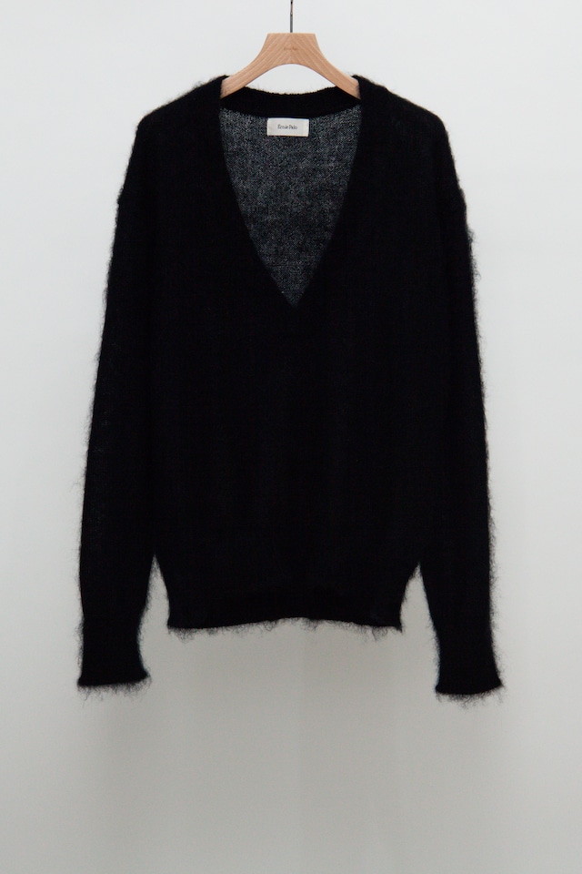 Silk Kid Mohair V-neck P/O - Black