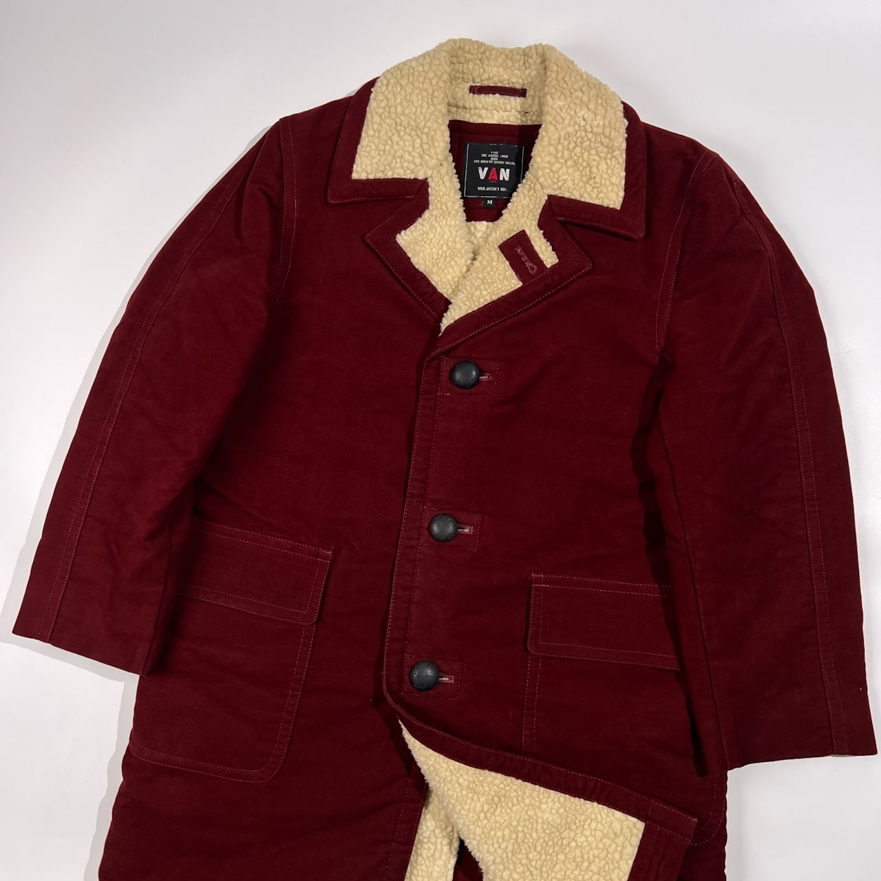 70s 希少 VAN JAC ヴァンヂャケット ランチコート ボアコート サイズ M /ボルドー系/当時物/ビンテージ
