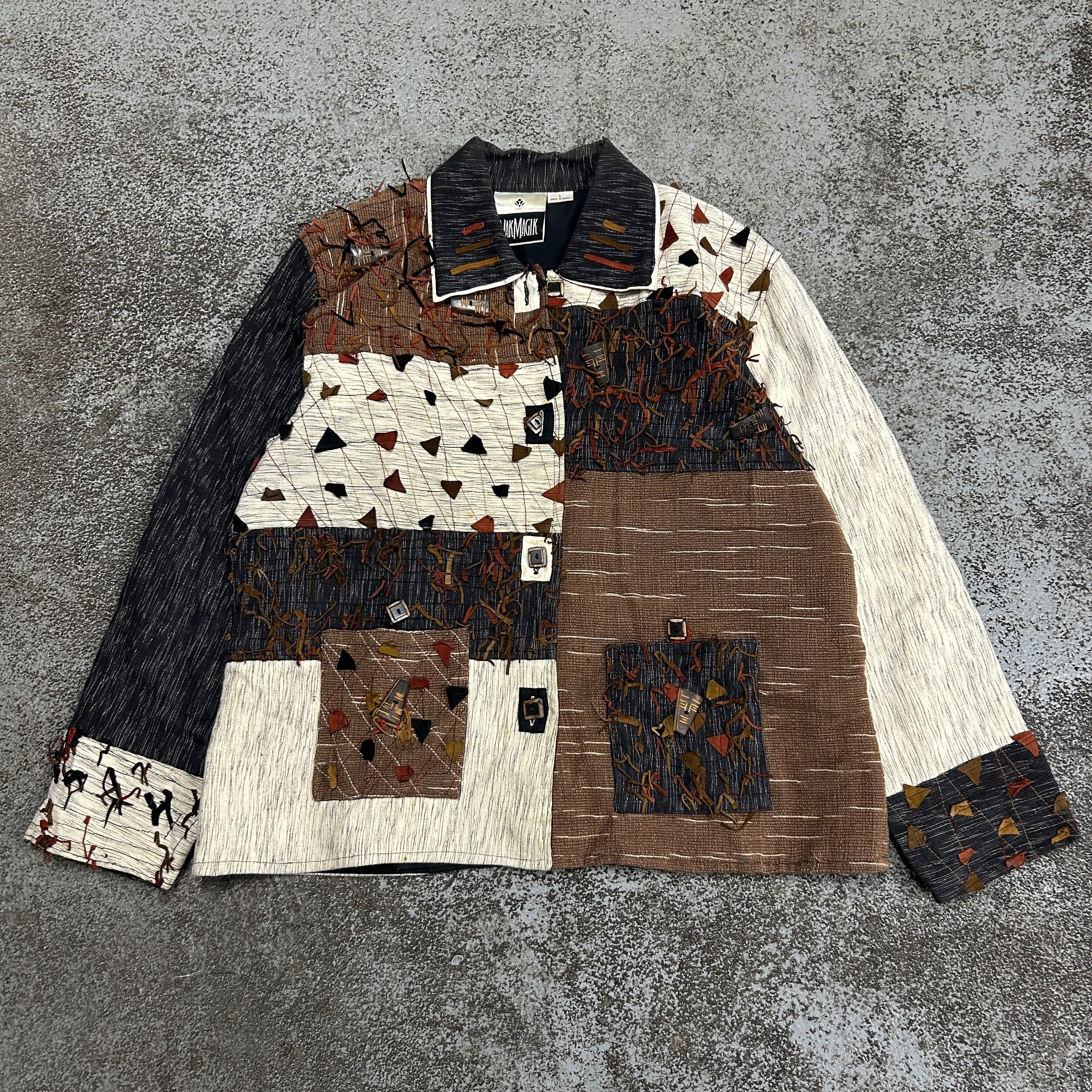 OLD switch colours design Leather fringe jacket