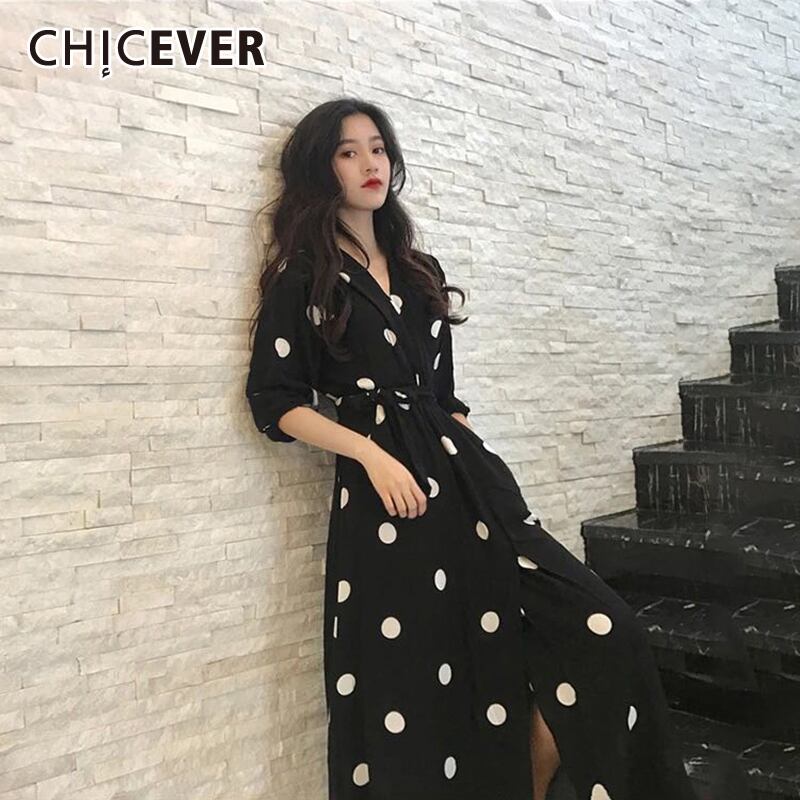 CHICEVERサマーウィメンズドレススタイルプラスサイズロングドレスハーフスリーブドットオータムドレス2019 半袖 大きめサイズ 夏物 秋物 6base570708165615