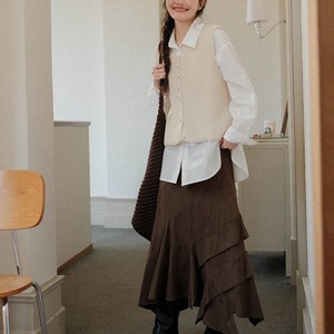 button-front knit vest　J00462
