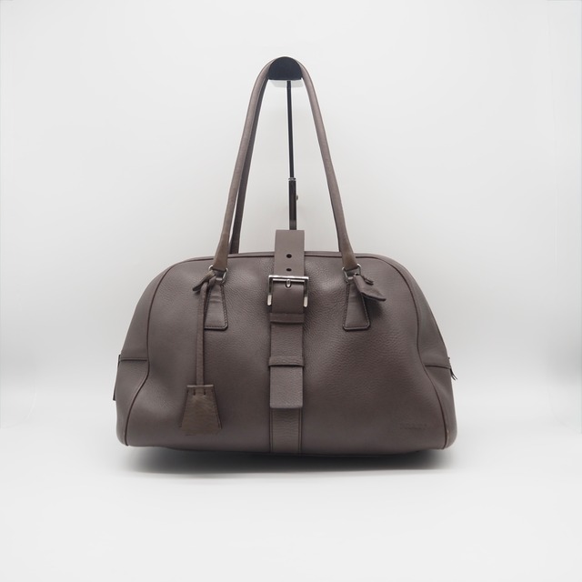 PRADA ベルトモチーフ ワンショルダーバッグ レザー ブラウン プラダ