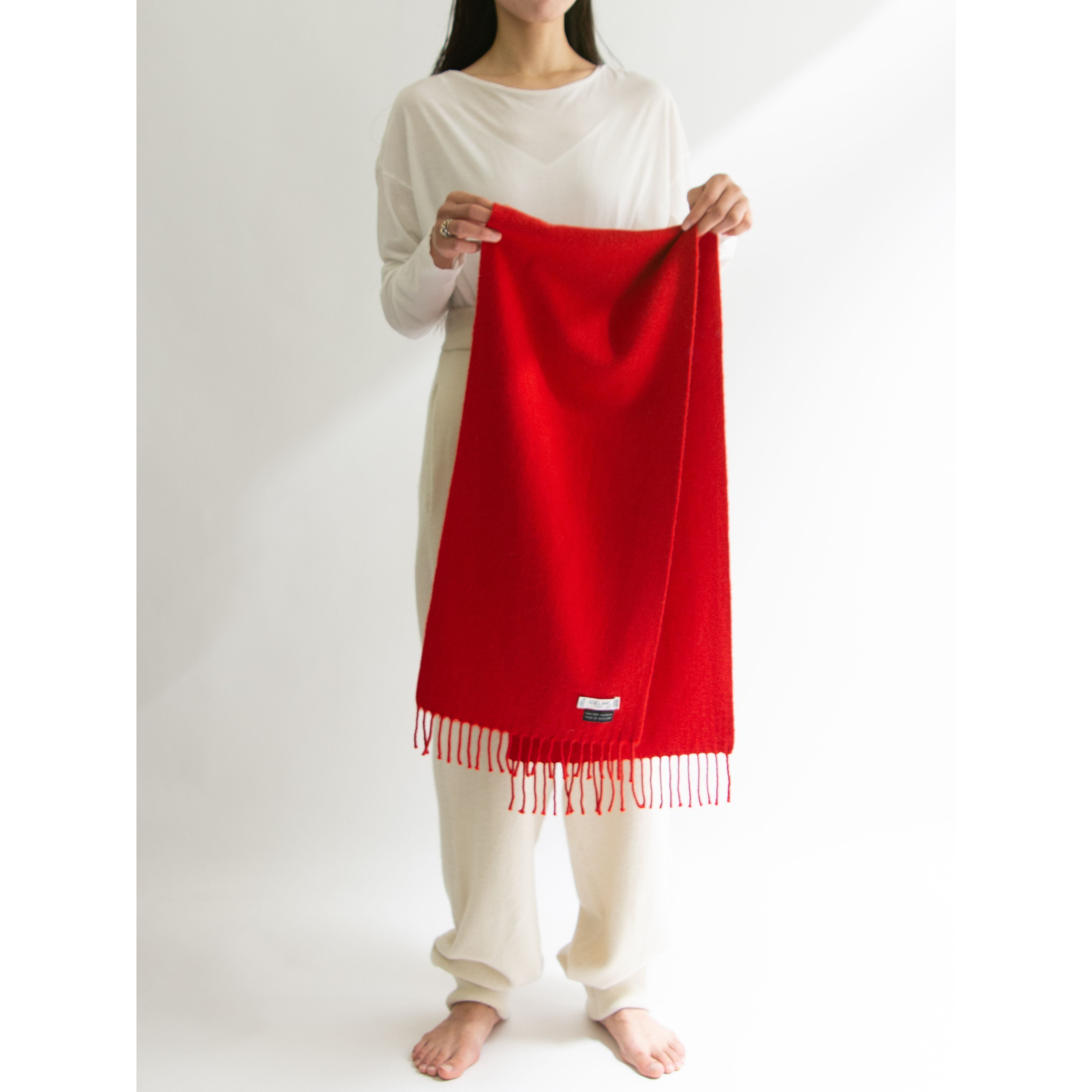 【CELINE】Made in Scotland 80-90's 100% Cashmere Fringe Scarf（セリーヌ スコットランド製 カシミヤフリンジマフラー）