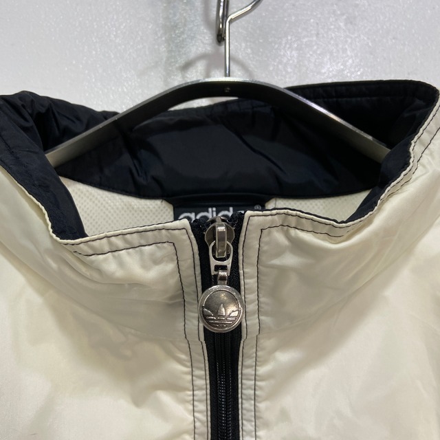 90s adidas ナイロンジャケット トレフォイルロゴ 3本線 白黒 L