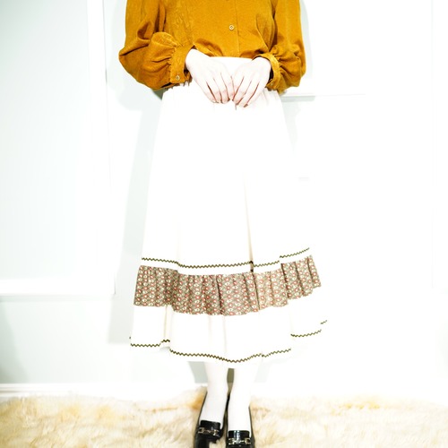 EU VINTAGE WOOL DESIGN TYROLEAN LONG SKIRT/ヨーロッパ古着ウールデザインチロリアンスカート