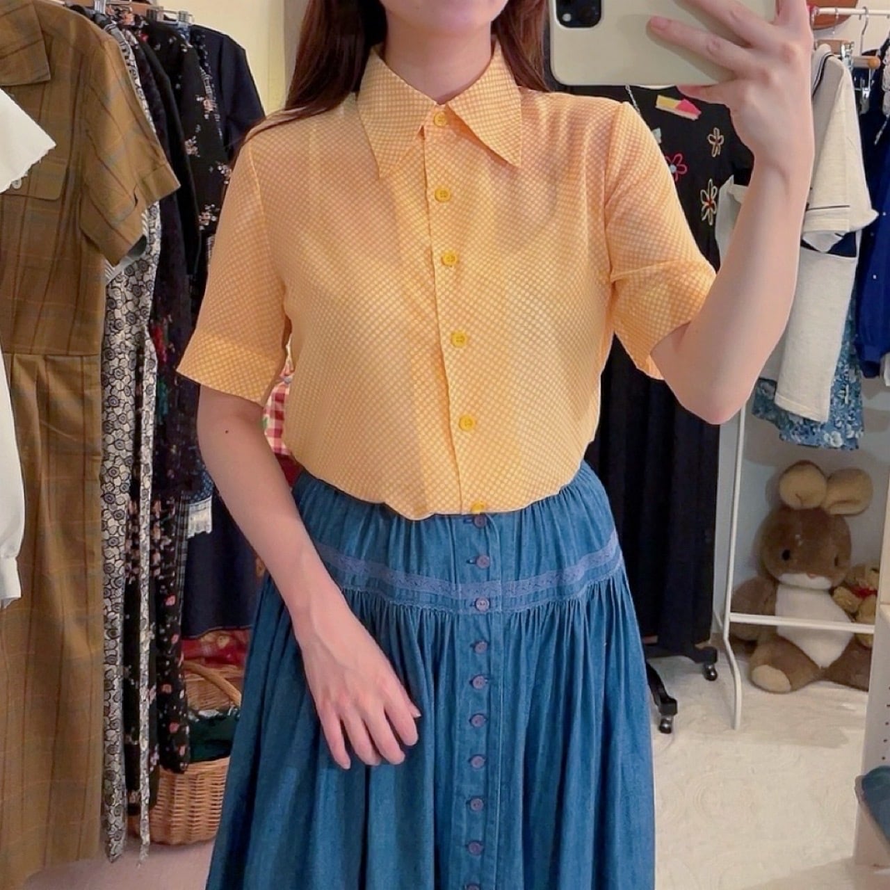 yellow dot sheer blouse