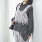 フリンジ ノースリーブ クロップド ベスト 　全3色　 00057