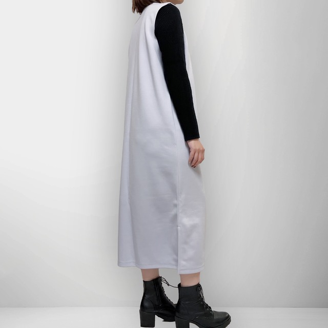 【人気シリーズ】シンプルで楽ちん Uネックジャンパースカート｜水色 / ライトブルー｜画像7