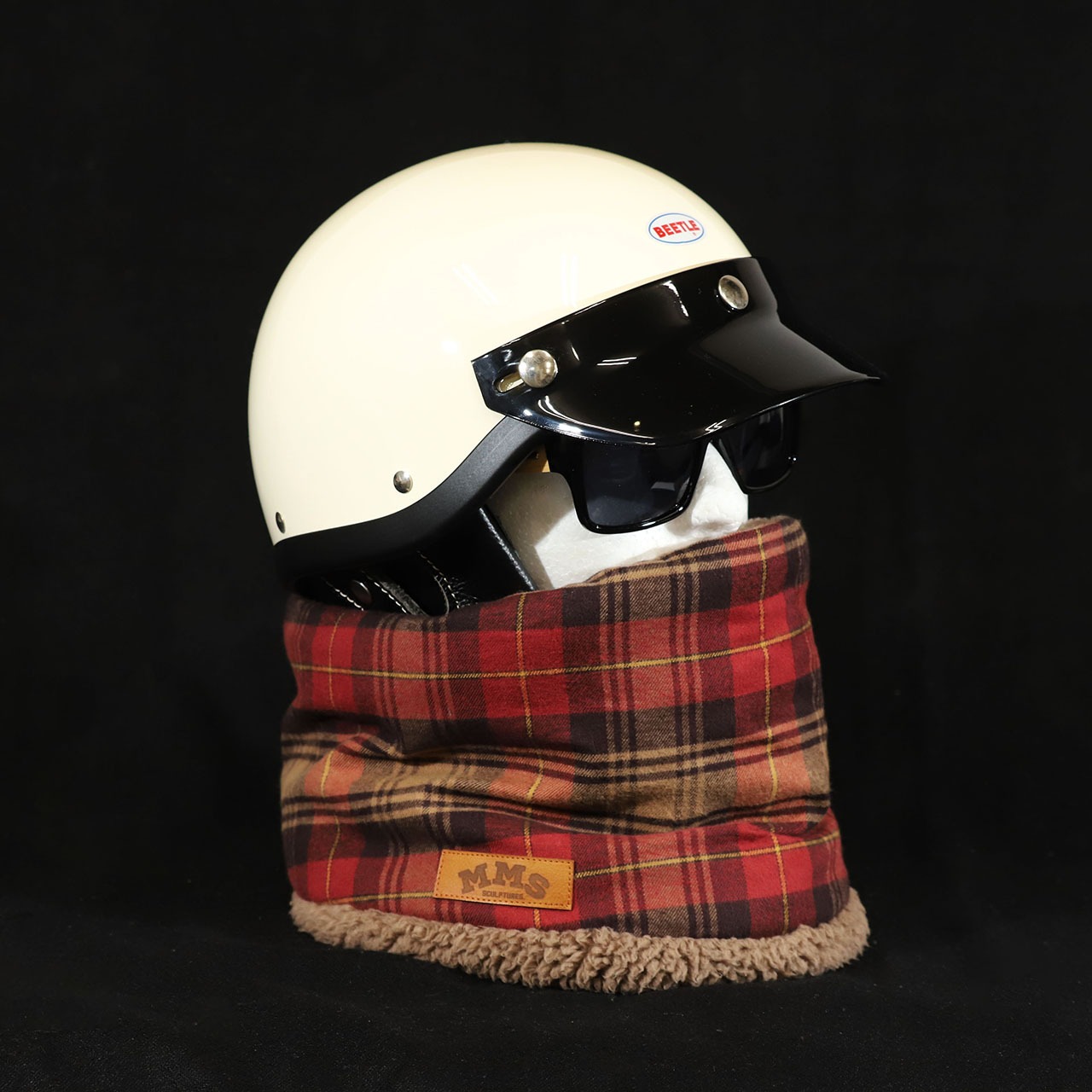 ROBIN NECK WARMER /タータンチェック(RED)&ブラウンファー