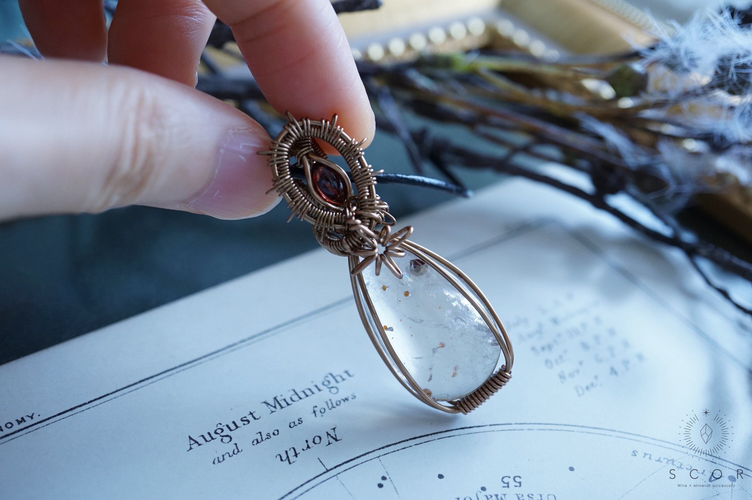 Halo - 柘榴色の星屑 (pt261-gg-gm)(ガーネットinクオーツ・ガーネット ペンダントトップ)