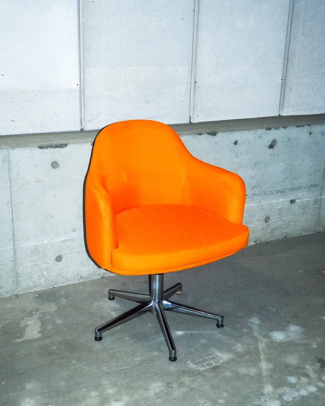 Orange swivel/height-adjustable shell-style personal chair