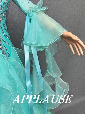 【新着】社交ダンス ドレス　スタンダード　モダンドレス　アイスグリーン　M～L　ST-24-16　デモ・競技用ドレス　発表会衣装　パーティドレス　ワンピース　舞台衣装