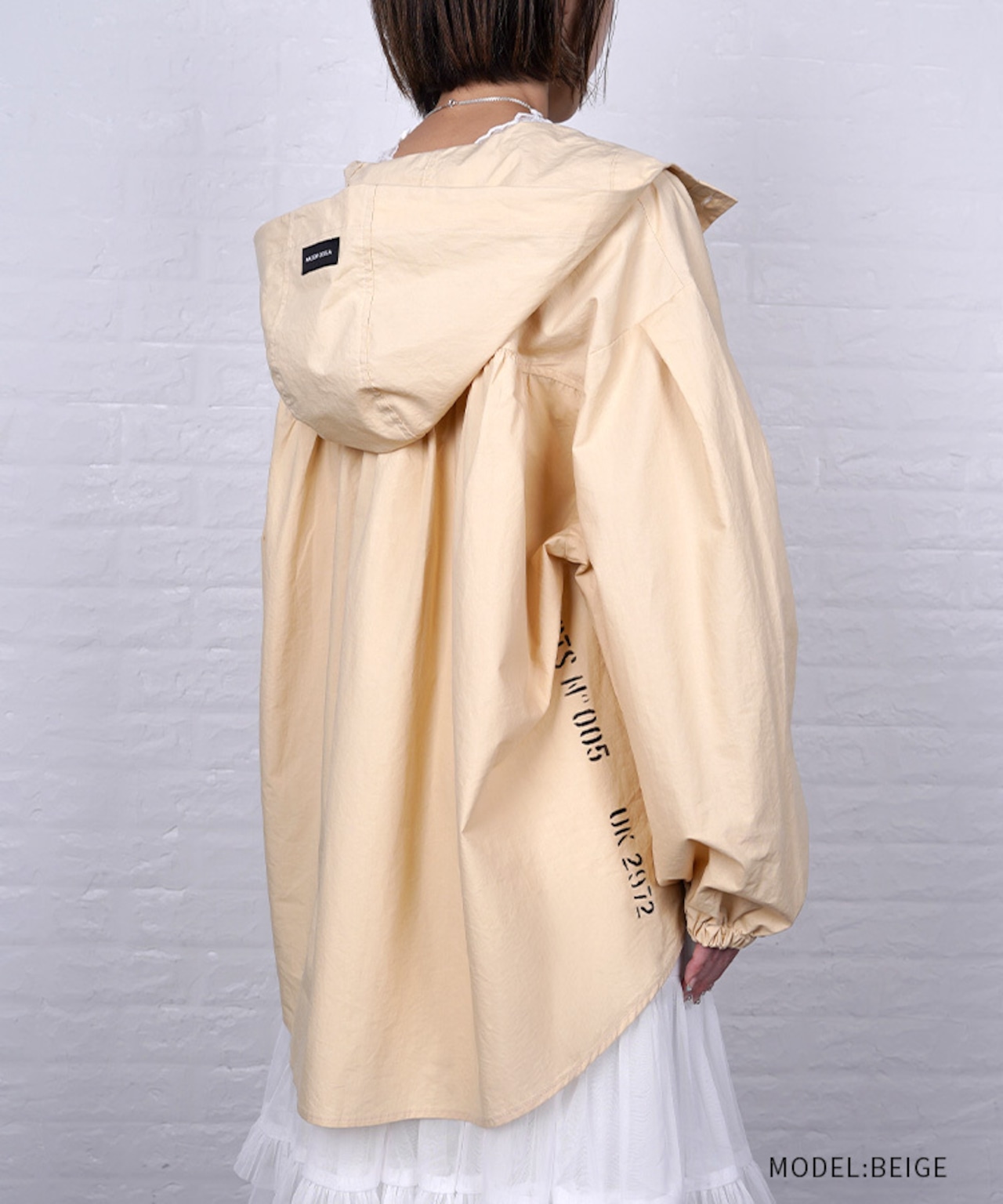 【直営限定ITEM】ペイントフーディーシャツ (BEIGE)　CQ-48004H