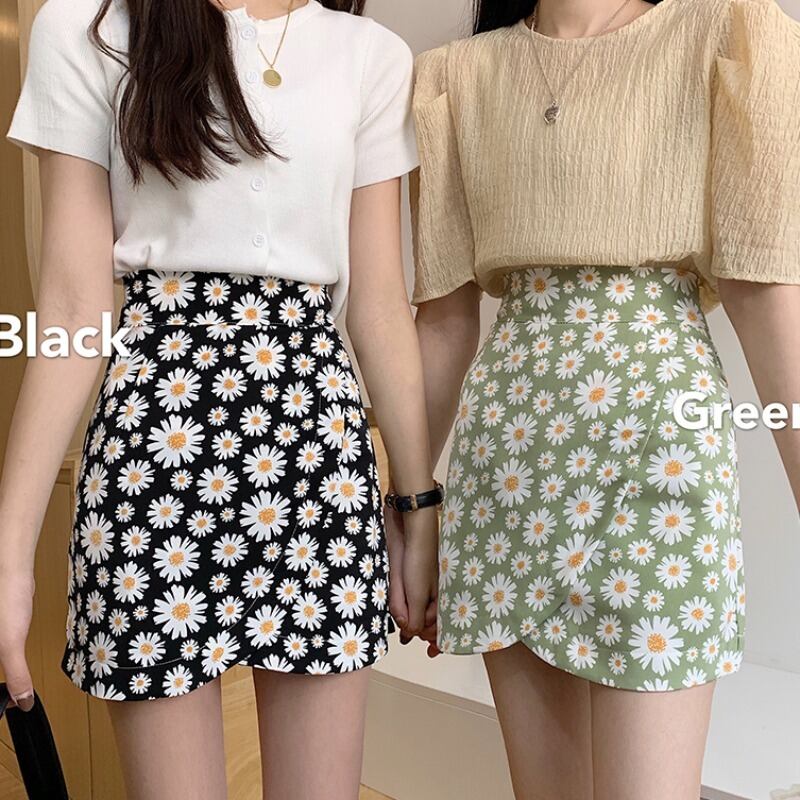 リトルデイジースカート女性2020年夏新しいハイウエスト細い不規則なAラインスカート優しいレトロショートスカート 1号婦人96335821612