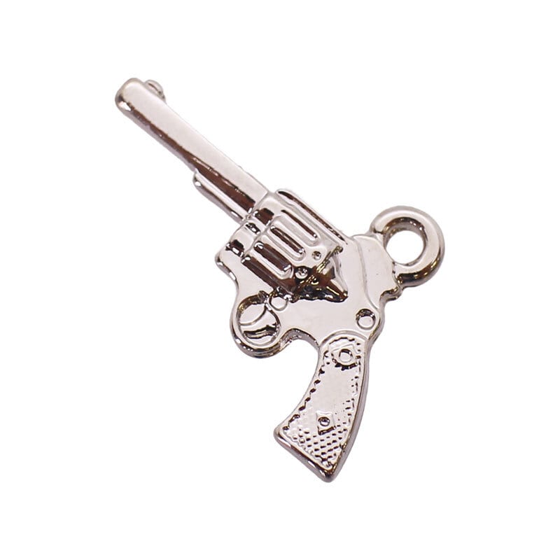 チャーム キーホルダー ペンダント ピストル 拳銃 2個 10mm×20mm [cha