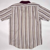 90s Burberrys' バーバリー REGDタグ ストライプ 半袖シャツ L/ホワイト×ボルドー系 メンズ ビンテージ