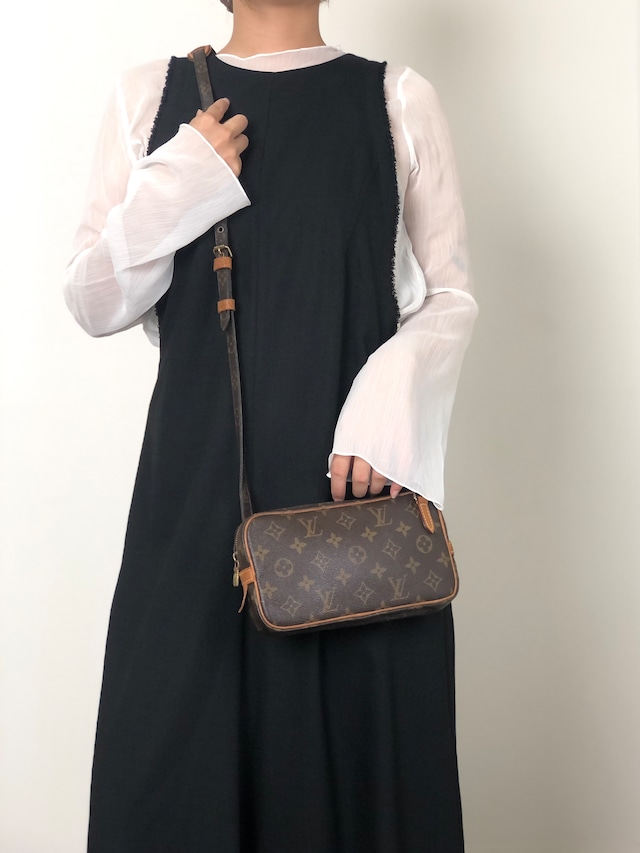 LOUIS VUITTON ルイヴィトン モノグラム ショルダーバッグ ブラウン PVC レザー vintage ヴィンテージ オールド u4jnak