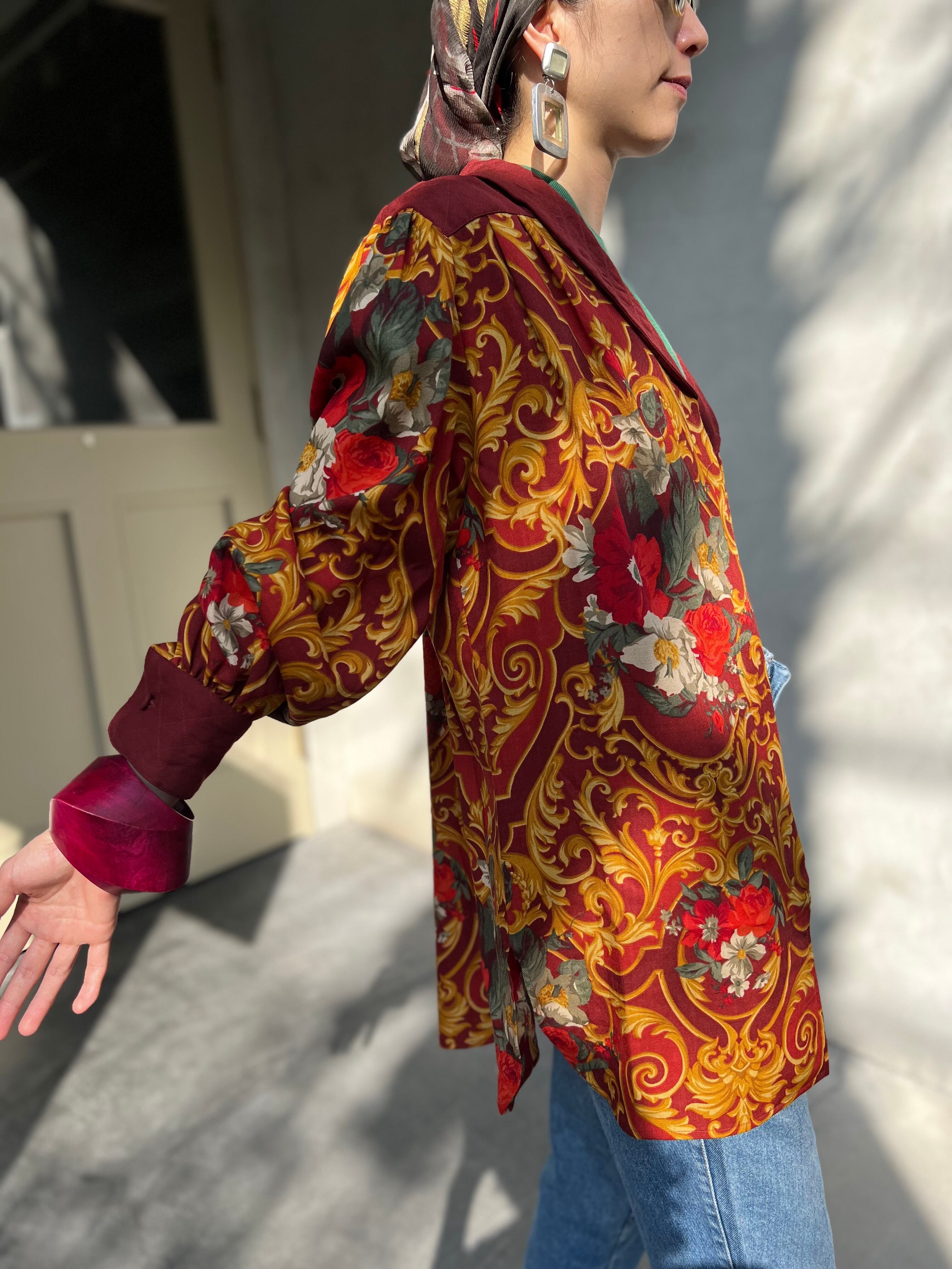 Diane freis ITALIAN WOOL brown × floral shirt Jacket ( ダイアン  