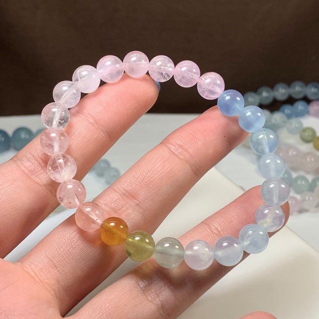 no6.爽やかパステル☆グラデーションミックスベリル ブレスレット