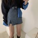 【日本倉庫即納】 ミニ丈 キュロットスカート レディース デニム スリット入り ショート丈