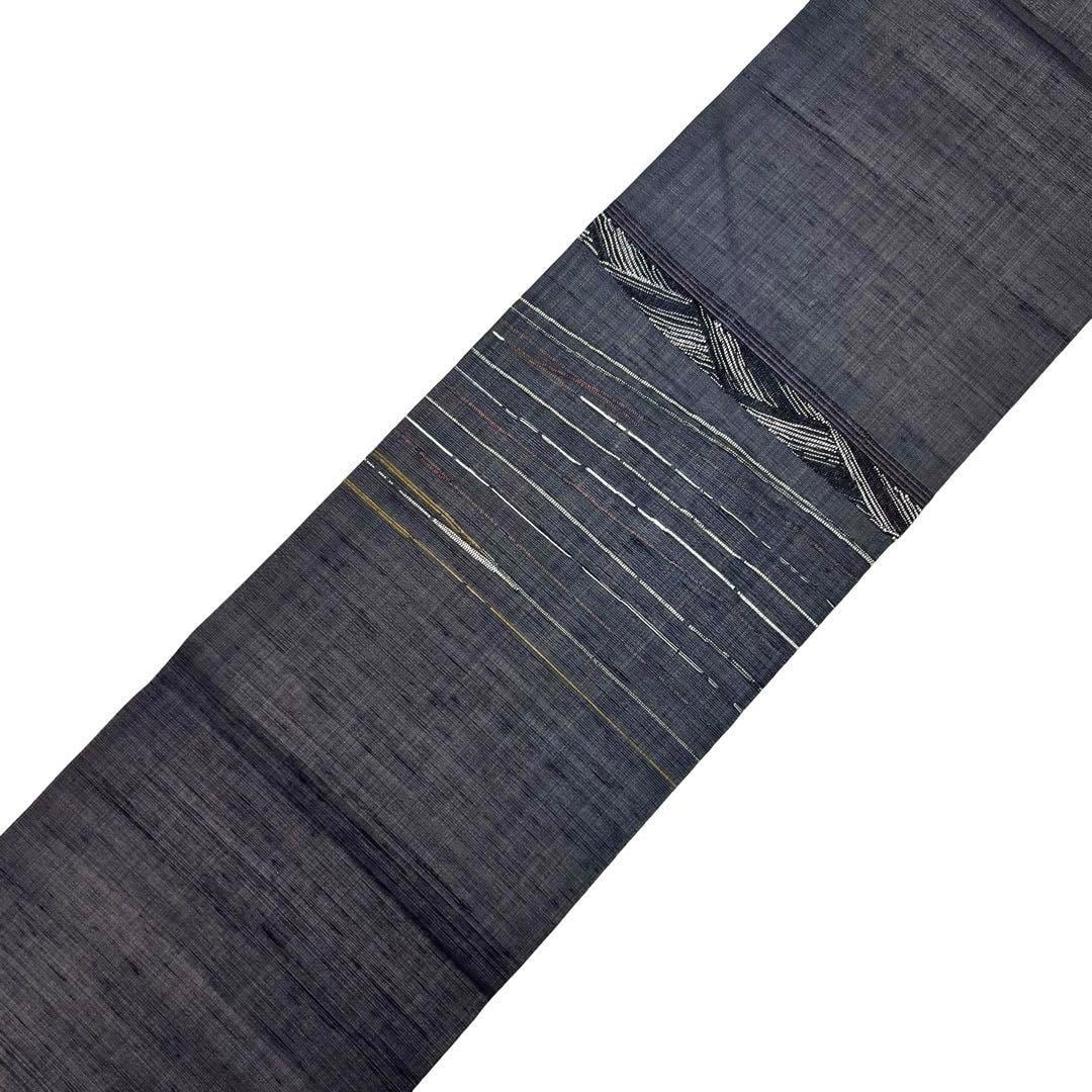 名古屋帯 紬 縦柄織模様 濃灰色 O-3923 名古屋帯 紬 縦柄織模様 濃灰色 O-3923