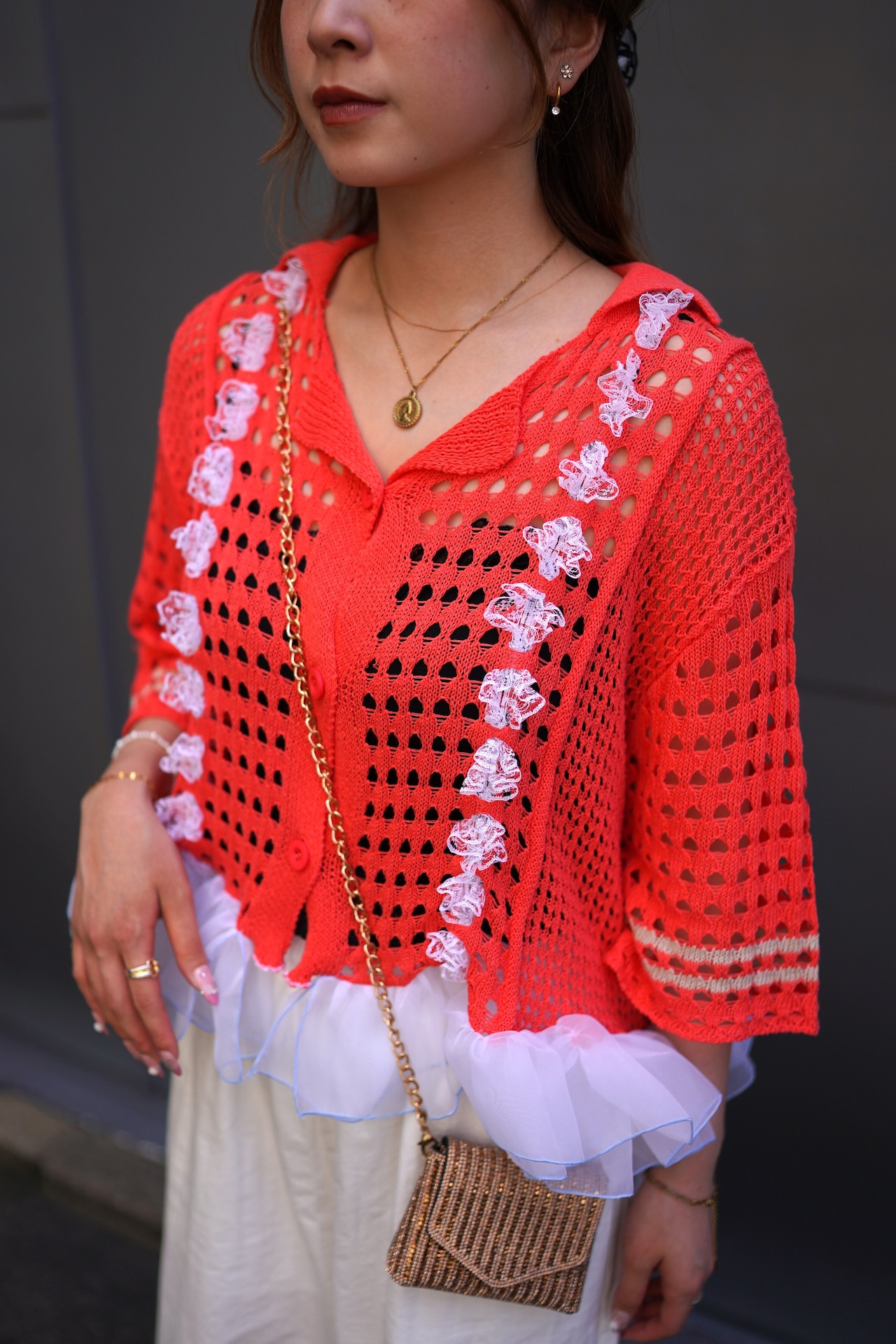 CROCHET TOP FRILL HEM