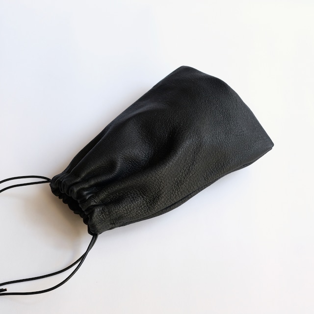 leather pouch / 巾着 - bk - nebbia