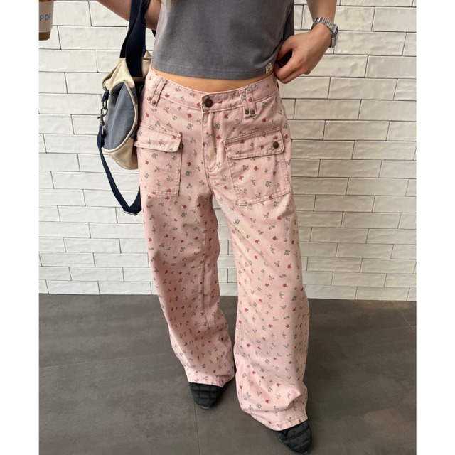 flower pocket colored pants　フラワーポケットカラーパンツ　J2065