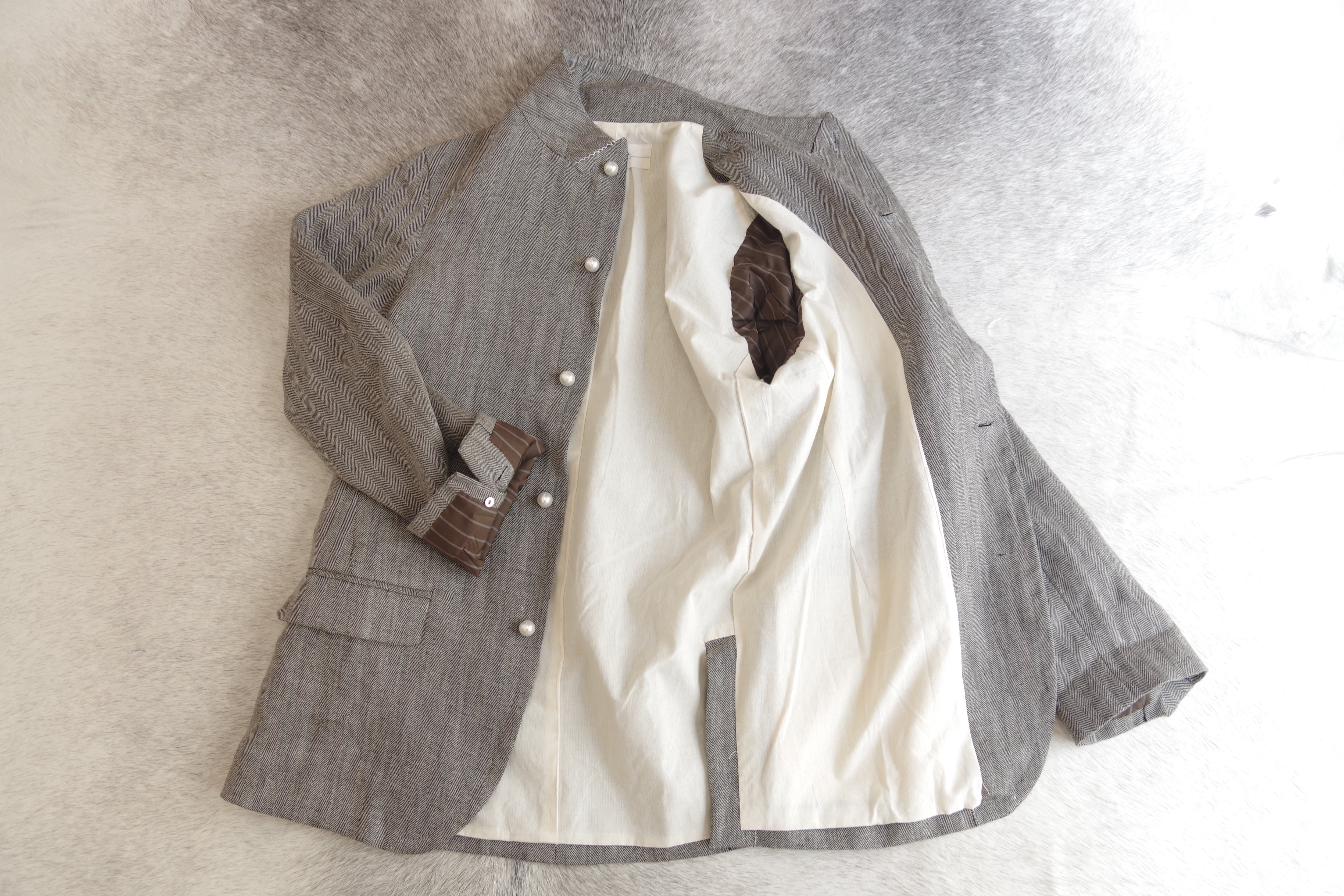 リネンヘリンボーンツイードジャケット【総裏仕立て】 | sandext