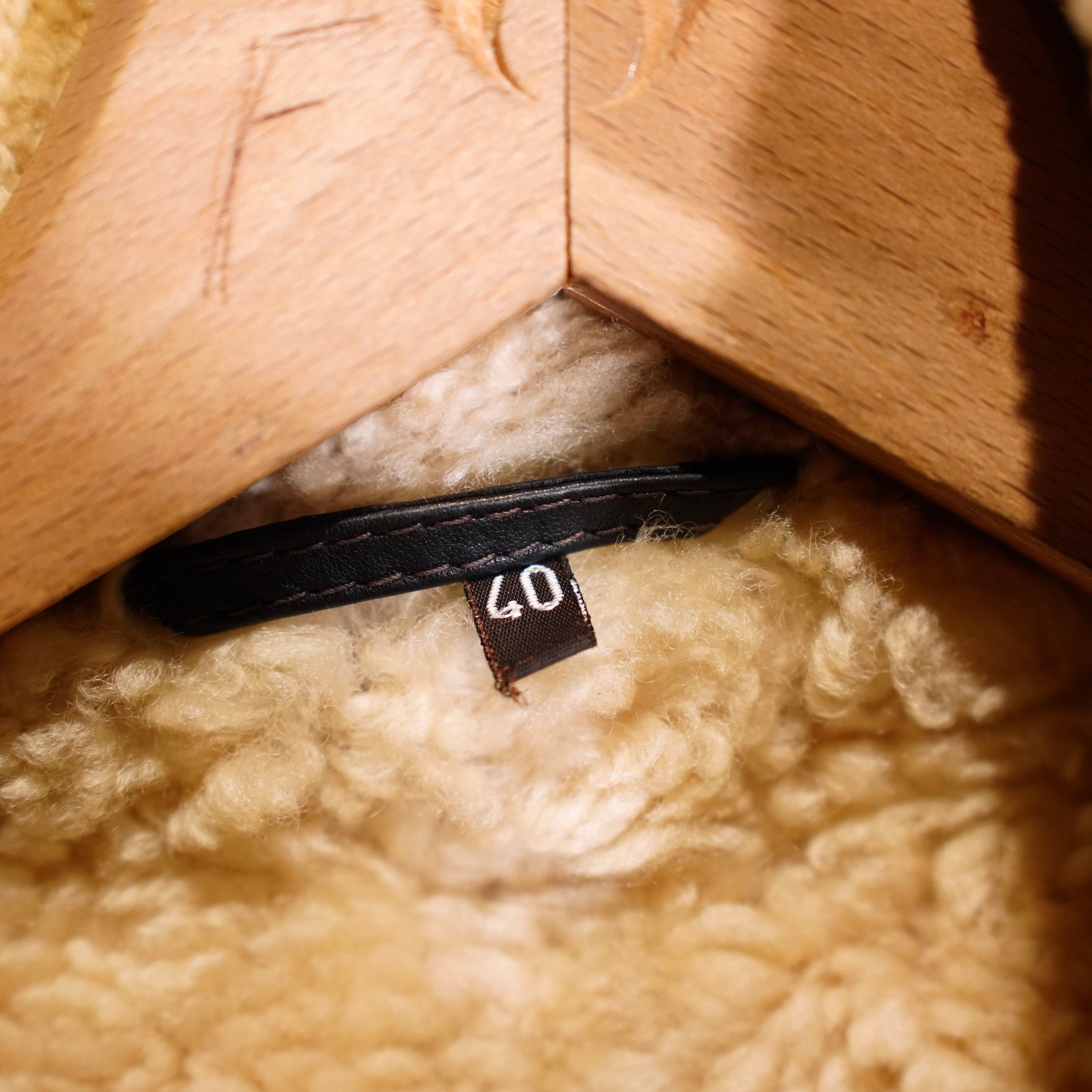 EU VINTAGE B-3 TYPE MOUTON LEATHER ZIP UP HOODIE BLOUSON