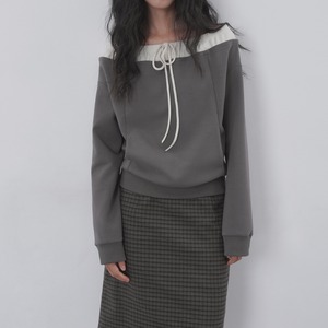 off-shoulder drawstring sweatshirt　J00312