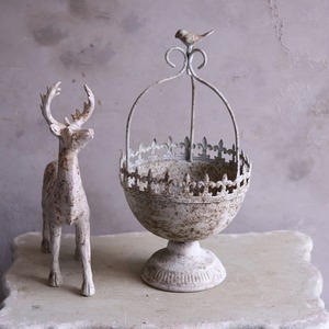 mondimanche 植木鉢　オワゾーカップポットSW  UF665｜シャビーシック　１ぽっとを植えてカワイイ　脚付き　２０cmで飾りやすいサイズ感