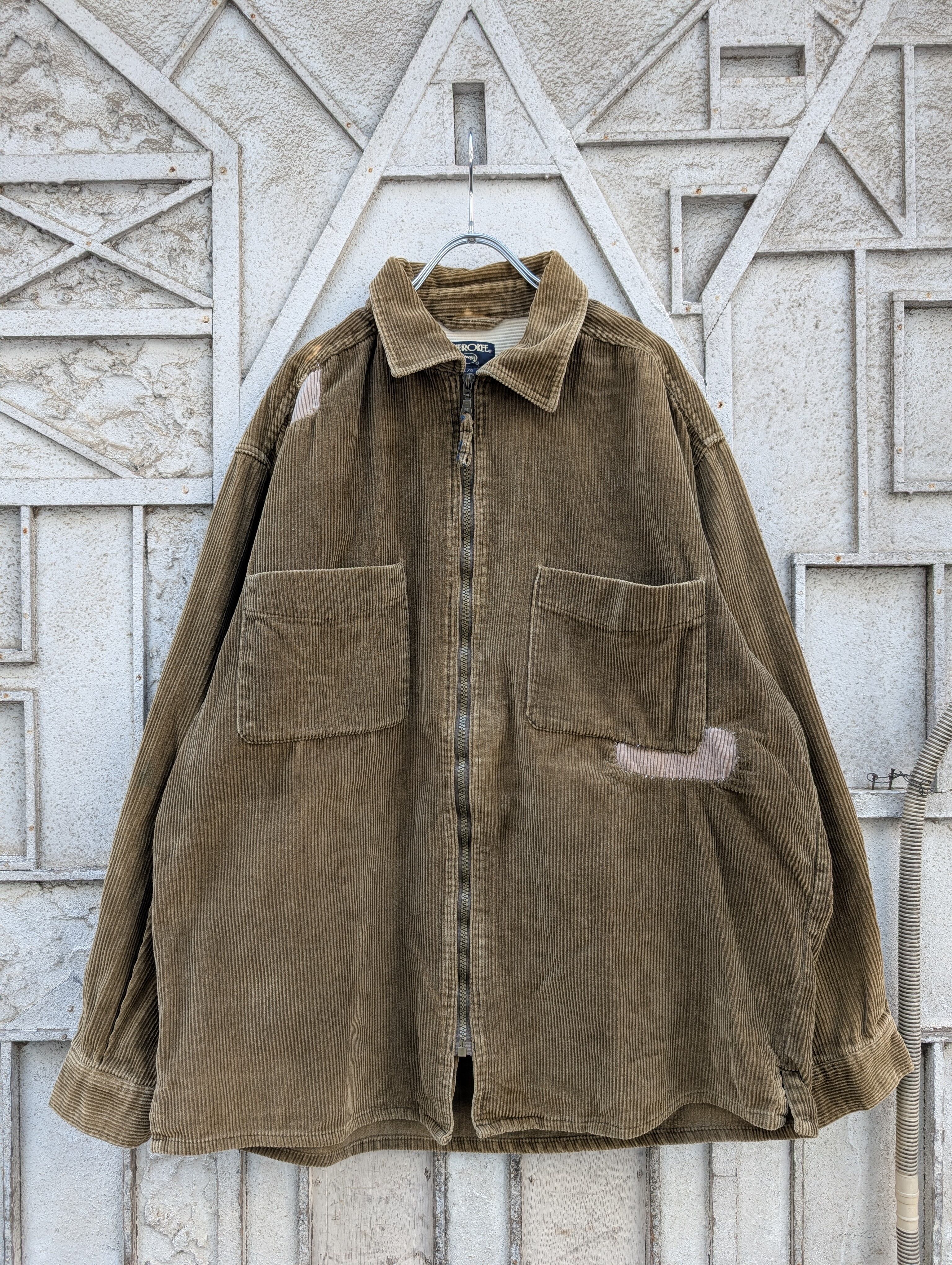 "BLEACH & PATCHWORK" corduroy zip shirt