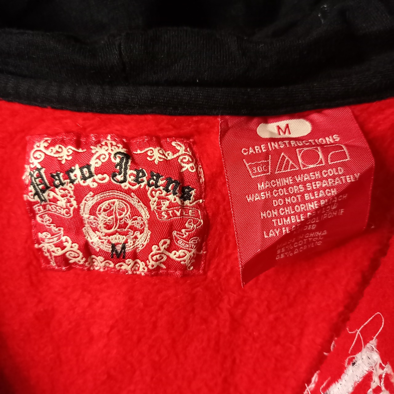 paco jeans　スウェット　フルジップ　パーカー　刺繍　レッド　M