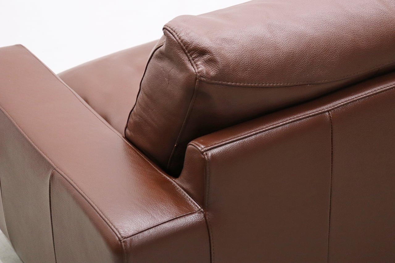 沼津店】MUJI 無印良品 本革 ワイドアーム 2Pソファ ブラウン 茶