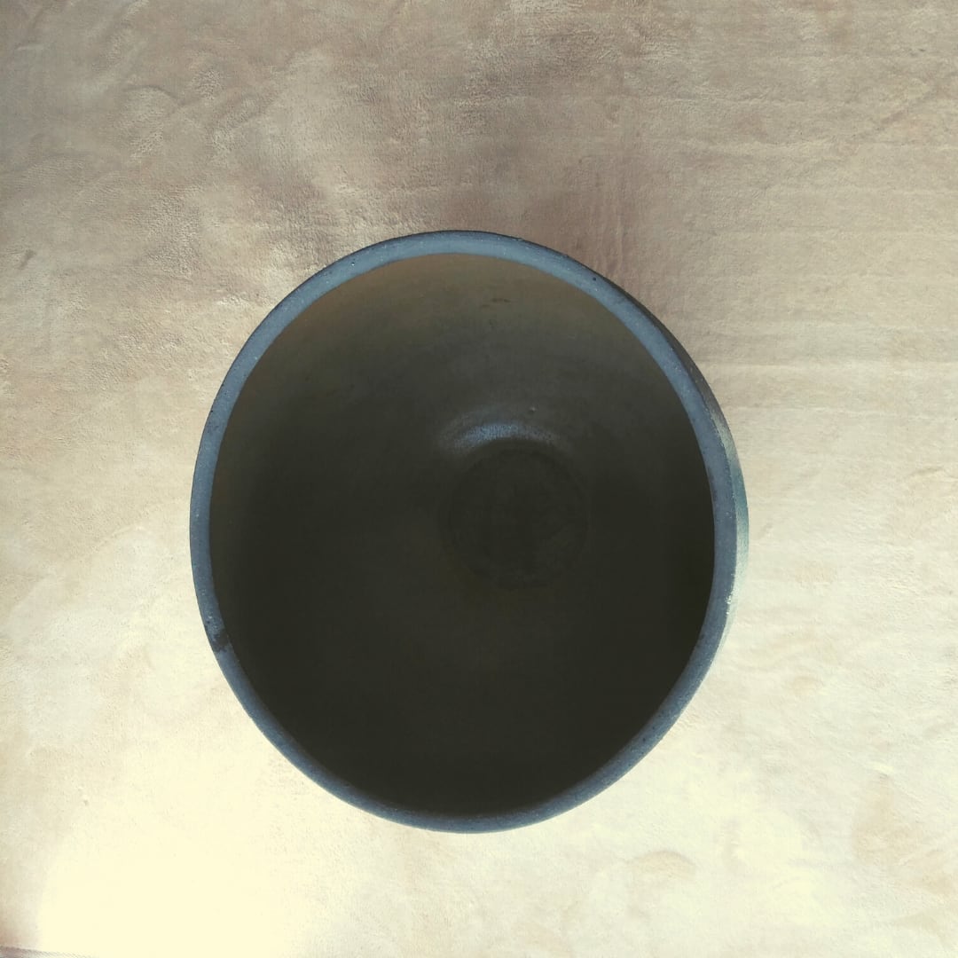 女流陶芸作家造　青い鉢 陶器大鉢『青い宙』(aoisora) | 手作り陶器照明テーブルランプ