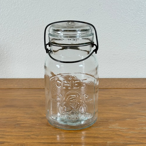 #1522【1930-40年代】ビンテージ CHIEF（チーフ） ガラスジャー / 収納瓶 ワイヤーロック 小物入れ アメリカ