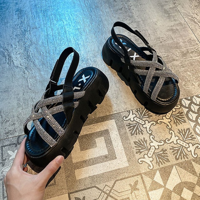 サンダルサマーラインストーン 靴 シューズ 夏物 ビーチ フェイクシューズ66985855547